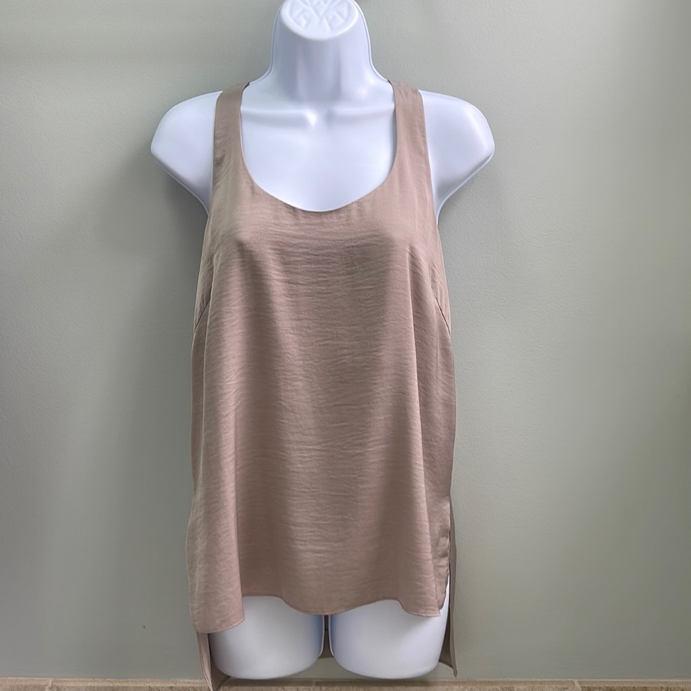 BCBG Maxazria Knotted Back Sleeveless Silky Tank Top Blouse